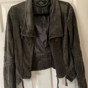 Suede dark grey Lulu’s moto jacket